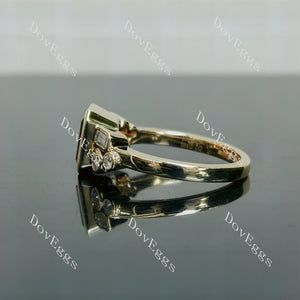 Doveggs emerald bezel side stones colored gem engagement ring