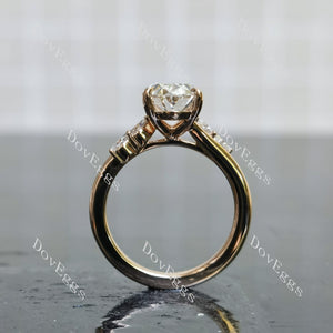 Doveggs oval side stones vintage moissanite engagement ring