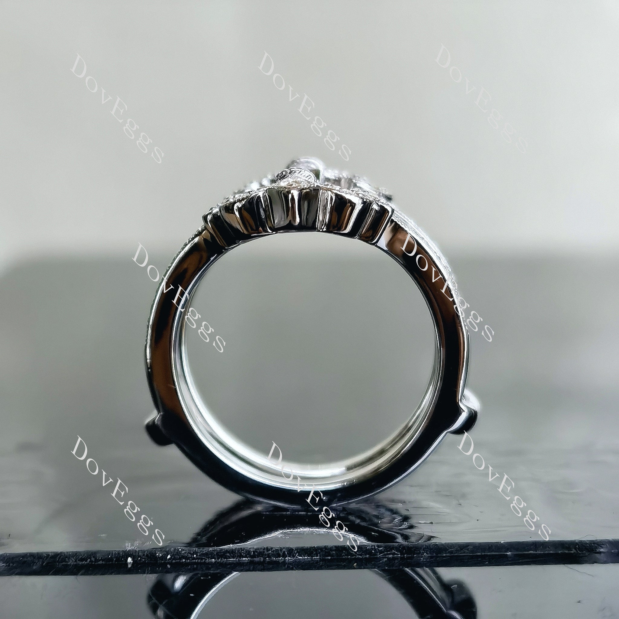 Doveggs round pave art deco moissanite/lab grown diamond enhancer/wedding band-7.2mm band width