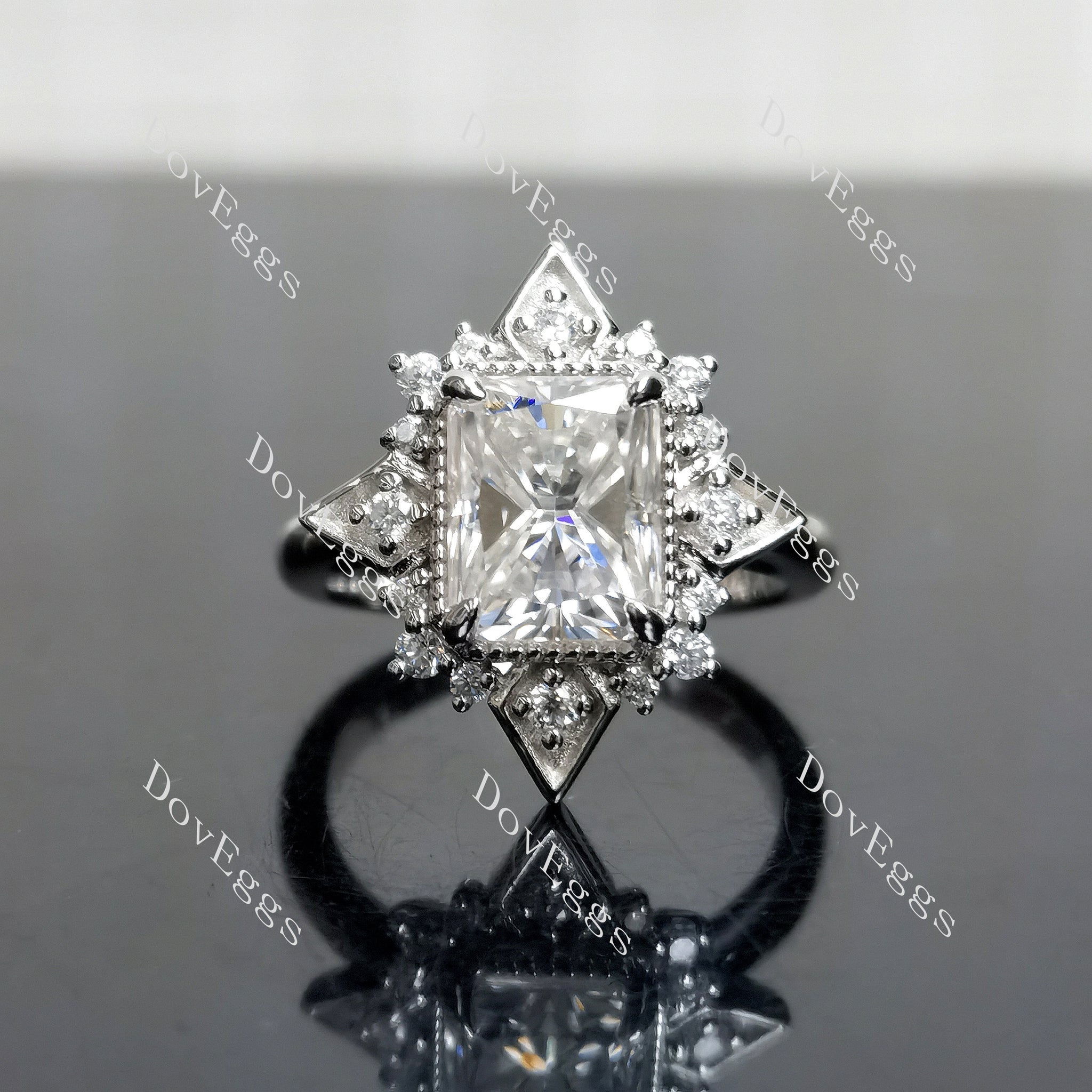 (size 6) Doveggs sterling silver 3ct radiant moissanite engagement ring