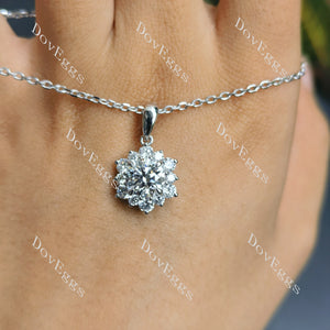Doveggs round floral moissanite pendant necklace(pendant only)