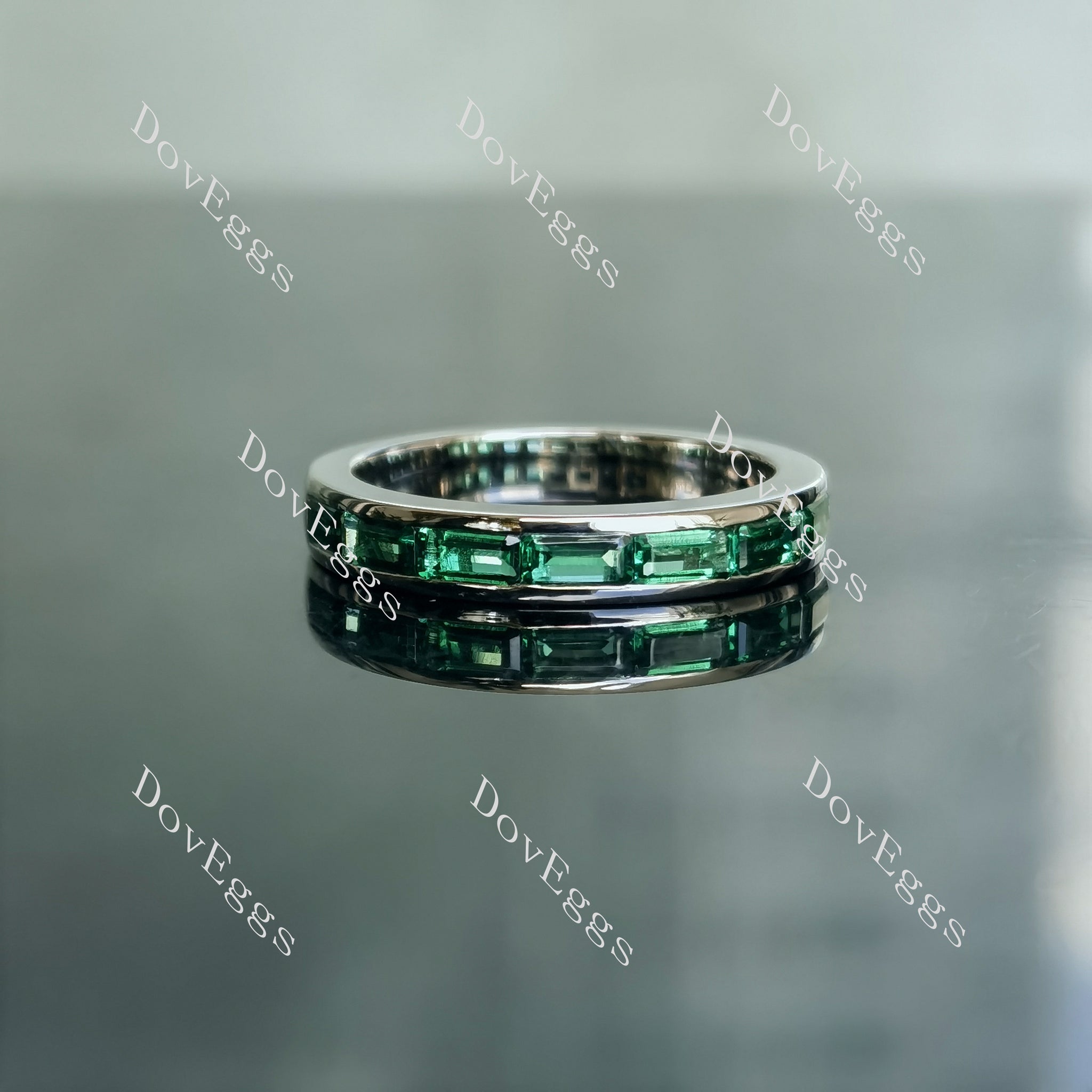 Doveggs baguette channel set colored gem wedding band-3.2mm band width