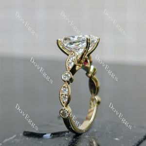 Doveggs Cushion Side Stones Lab Grown Diamond Engagement Ring