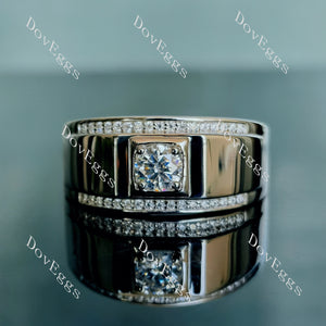 Doveggs round wide pave moissanite engagement ring