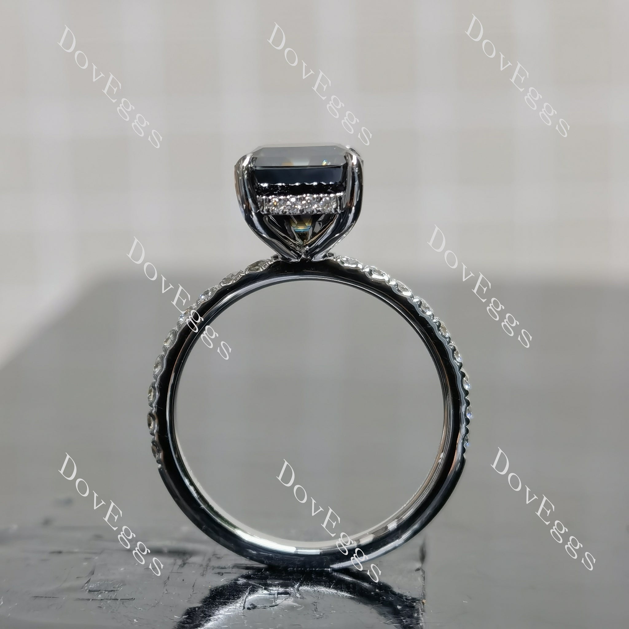 (size 7) Doveggs sterling silver 4ct Radiant moissanite engagement ring