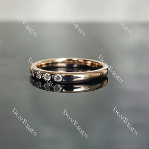 Doveggs round eternity bezel moissanite/lab grown diamond wedding band-2.5mm band width