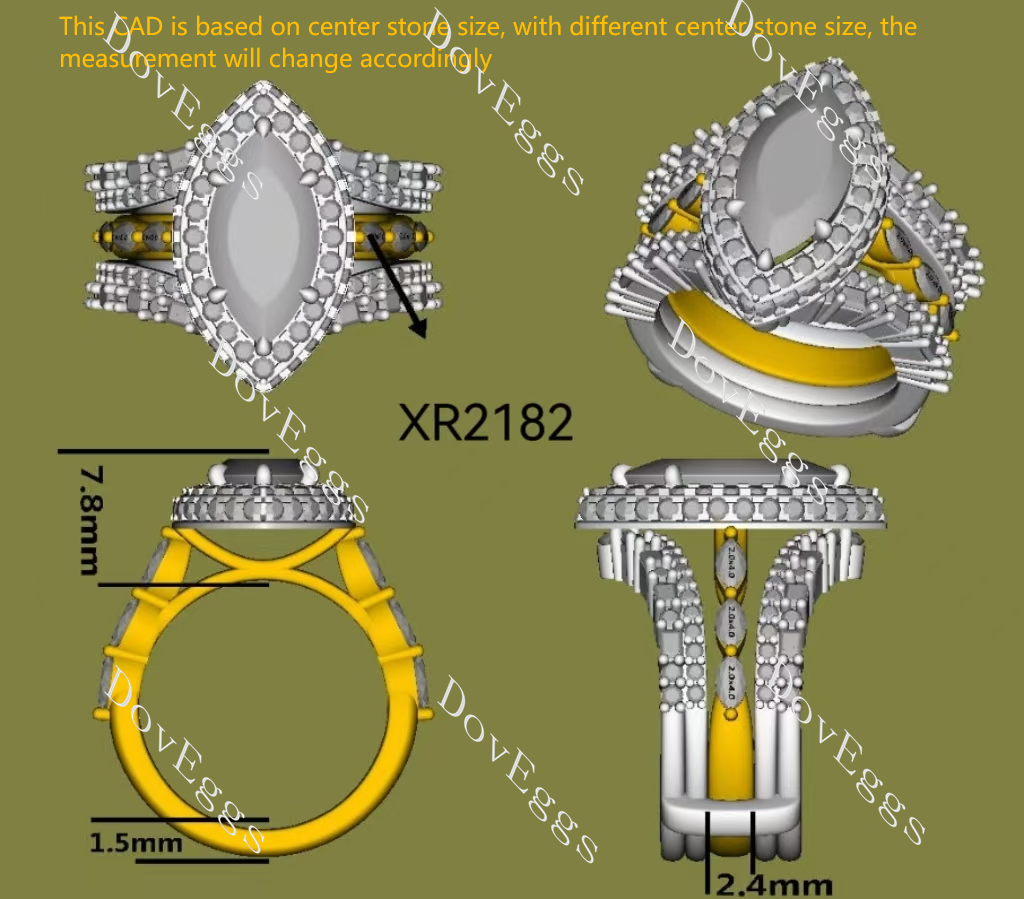 Doveggs marquise halo pave vintage moissanite engagement ring