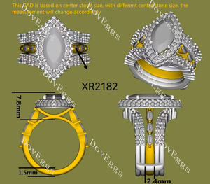 Doveggs marquise halo pave vintage moissanite engagement ring
