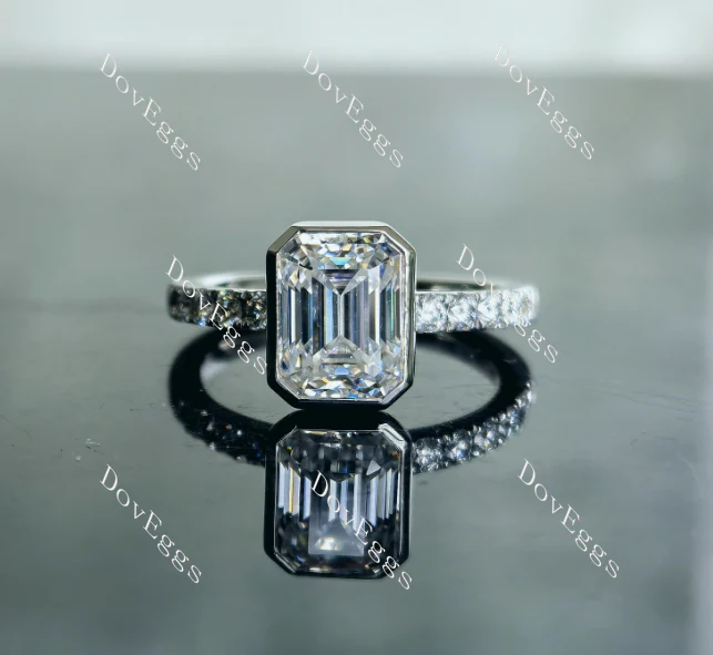 Doveggs bezel half eternity pave engagement ring semi-mount only(Exclusively to DovEggs stones)