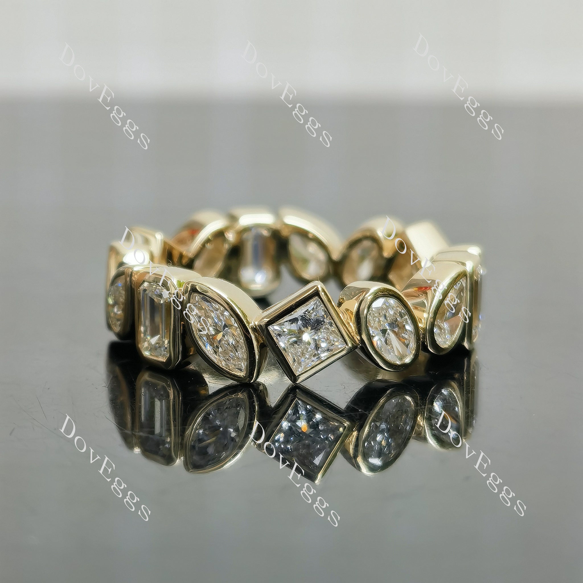 Doveggs half/full eternity multiple mixed shaped moissanite/lab grown diamond wedding band