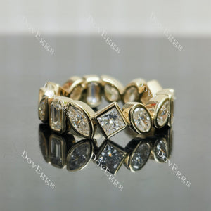 Doveggs half/full eternity multiple mixed shaped moissanite/lab grown diamond wedding band