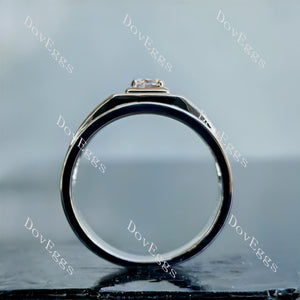 Doveggs round wide pave moissanite engagement ring