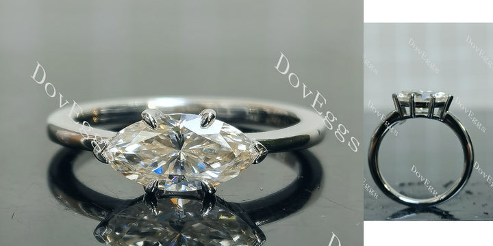 Marquise Modified H&A cut pave solitaire moissanite 