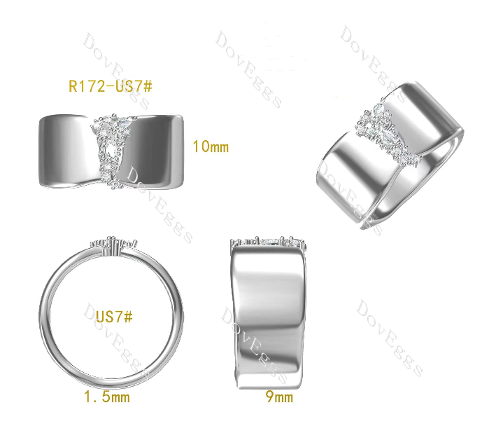 Doveggs marquise round moissanite/lab grown diamond wedding band-around 10mm band width