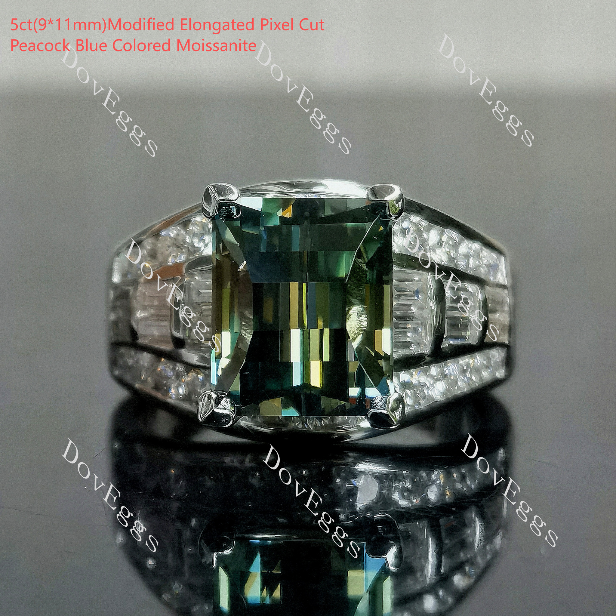 Doveggs princess channel vintage colored gem engagement ring