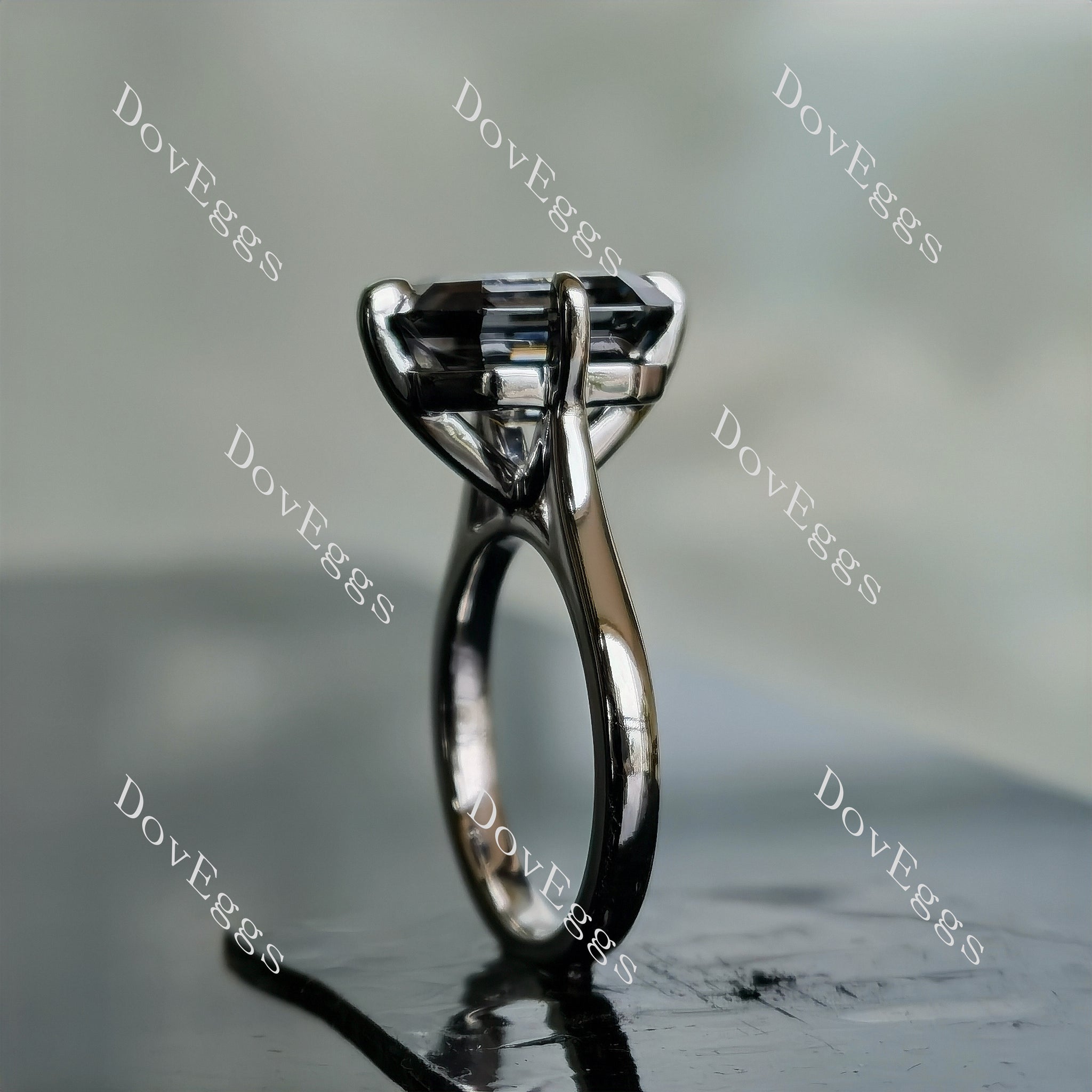 Doveggs krupp cut solitaire stardust grey moissanite engagement ring