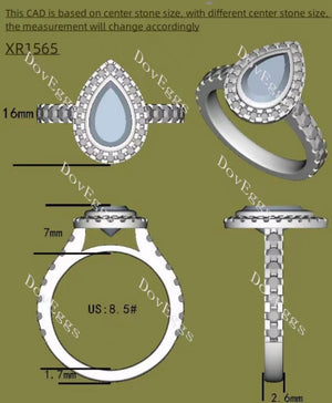 Doveggs Pear Bezel Halo Lab Grown Diamond Engagement Ring
