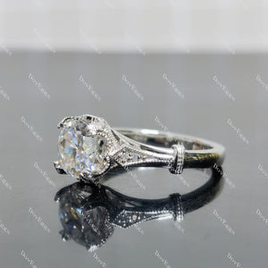 (size #6 & #9) Doveggs round moissanite sterling silver engagement ring