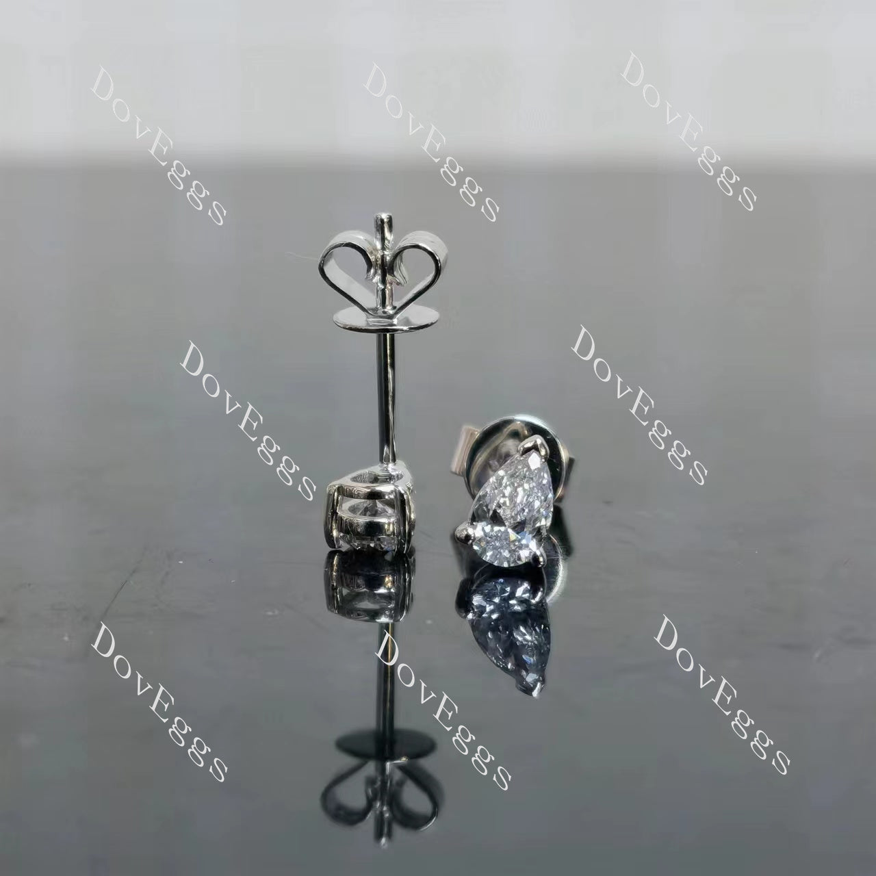 Doveggs pear pave moissanite/lab grown diamond accnets earrings