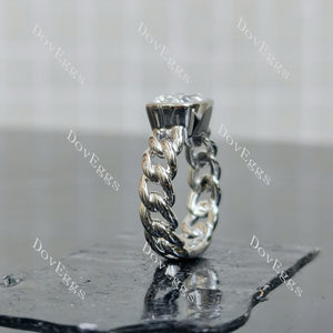 Doveggs Modified Elongated Cushion Bezel Solitaire Lab Grown Diamond Engagement Ring