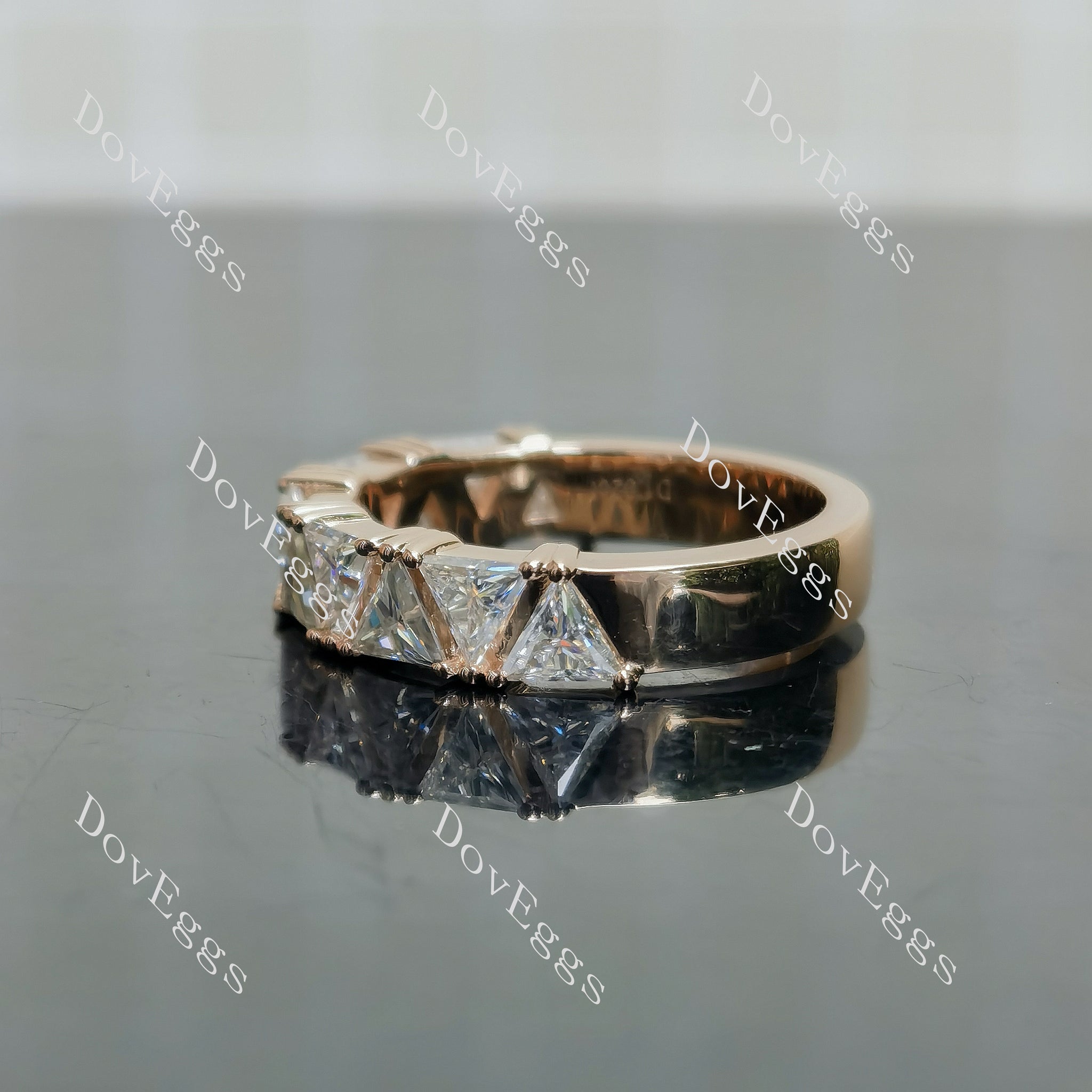 Doveggs triangle half/full eternity moissanite wedding band-4.0mm band width