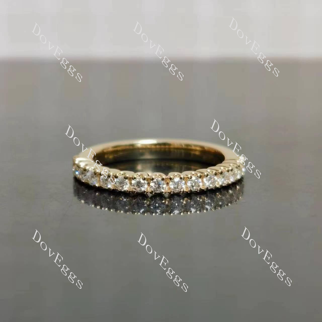 Doveggs round pave moissanite/lab grown diamond wedding band-2.4mm band width