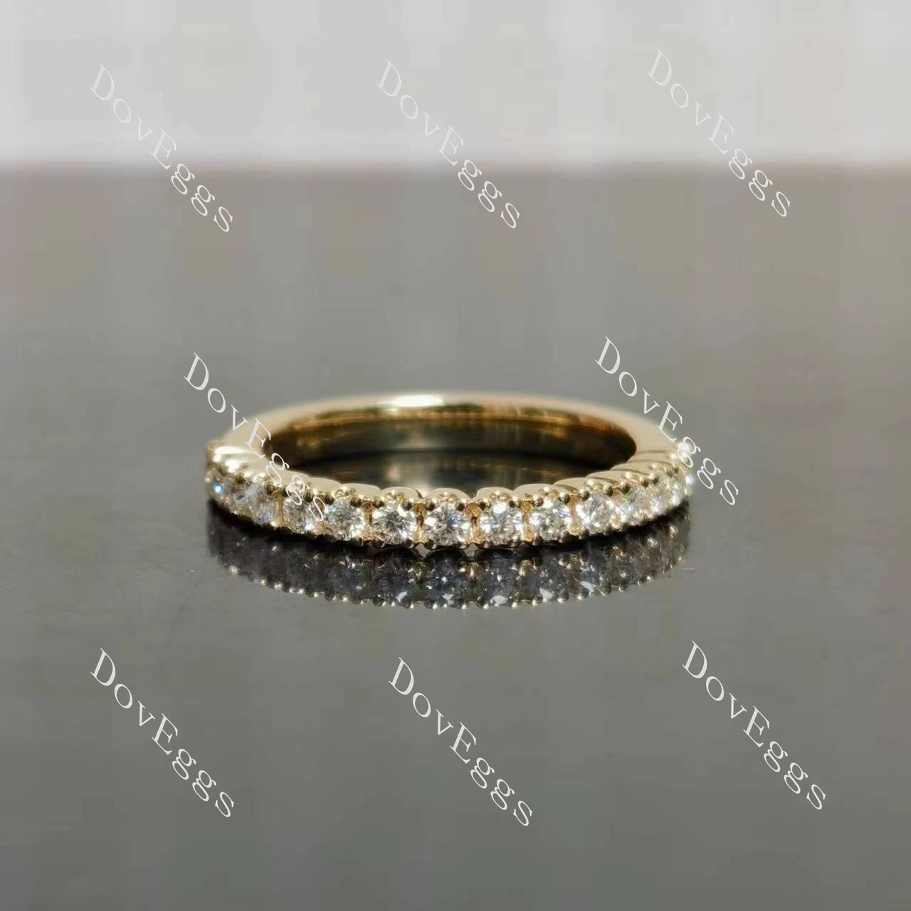 Doveggs round pave moissanite wedding band-2.4mm band width