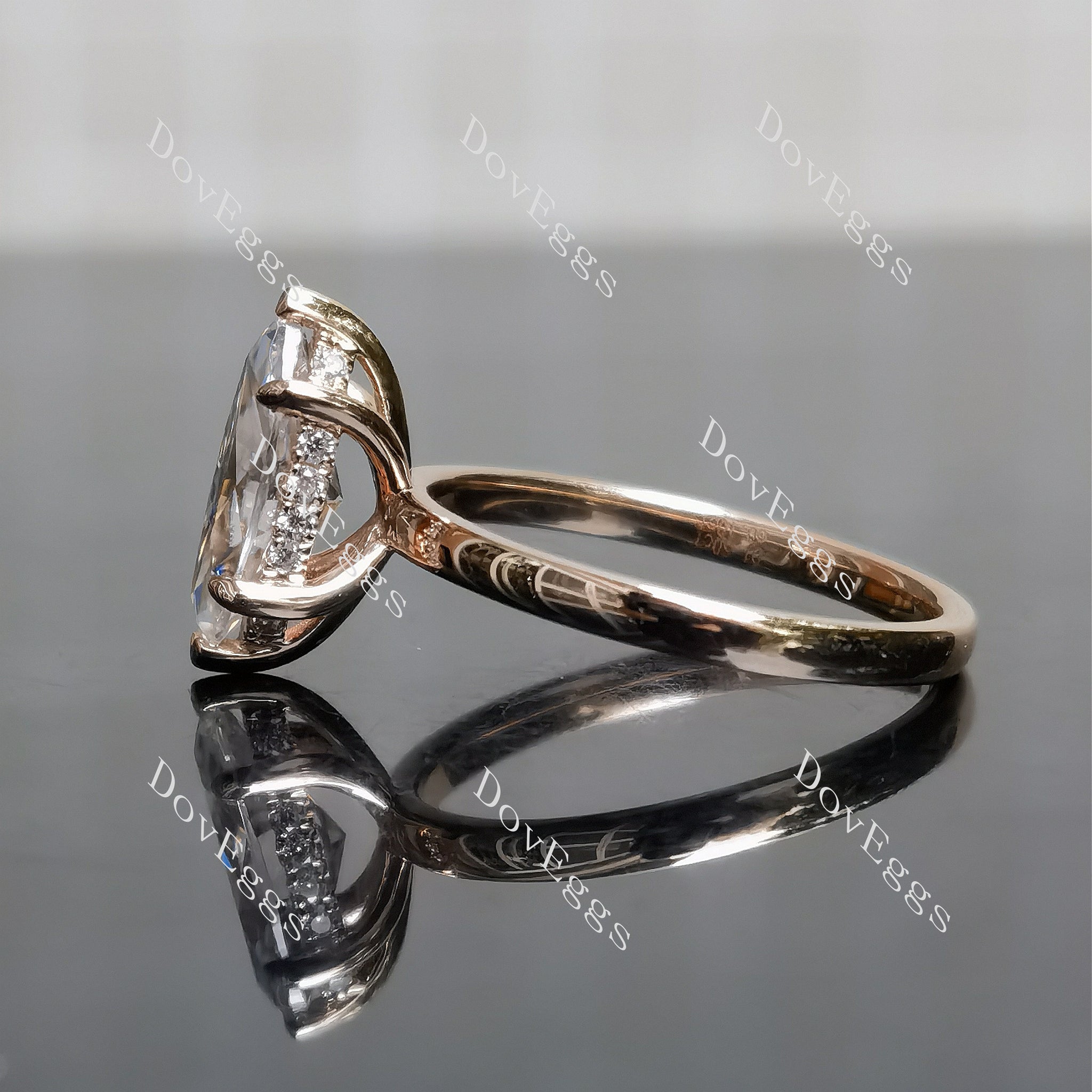 Doveggs Marquise Modified H&A cut solitaire moissanite engagement ring