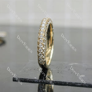 Doveggs round 3/4 eternity pave moissanite/lab grown diamond wedding band-3.0mm band width