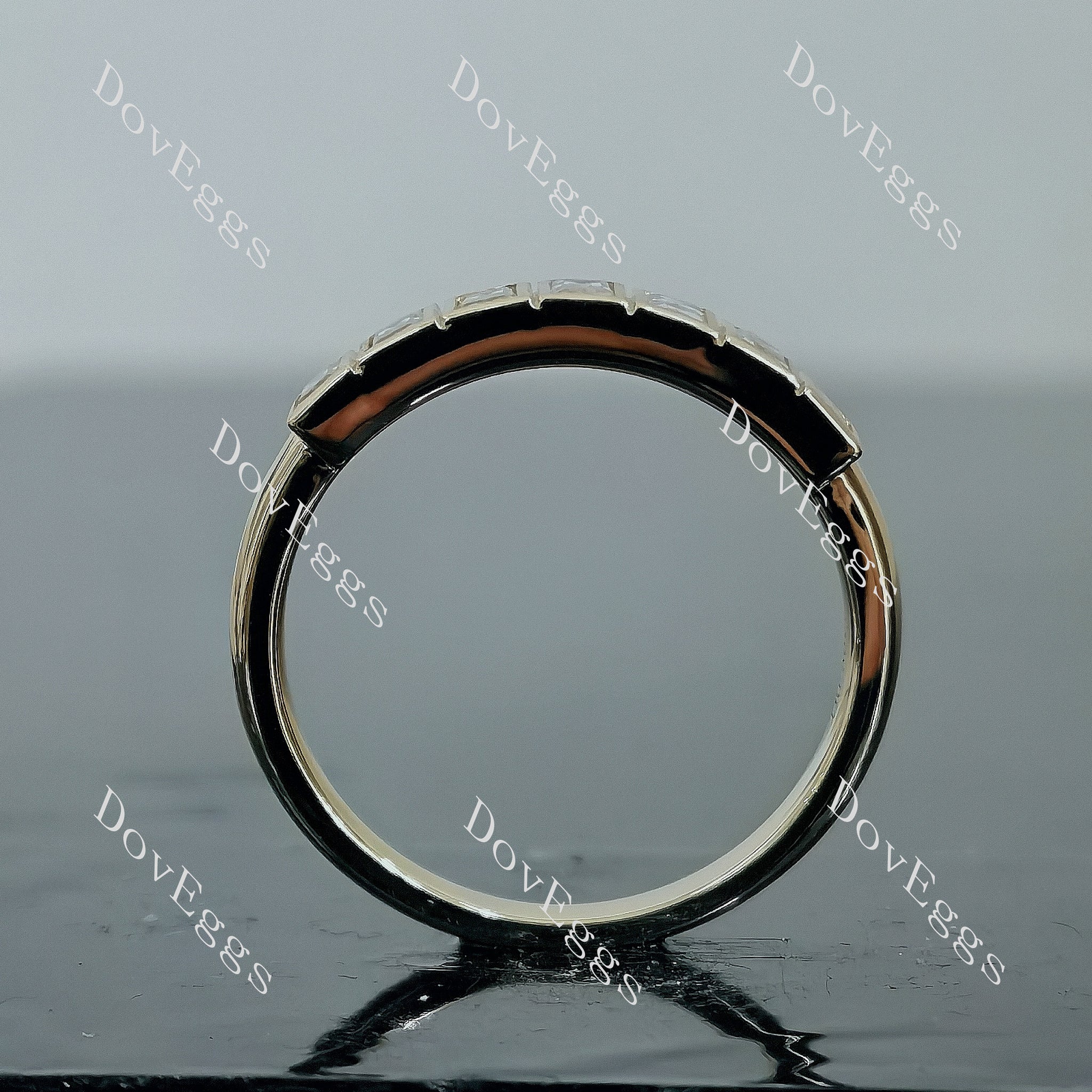 Doveggs seven stones bezel moissanite/lab grown diamond wedding band-2.0mm band width
