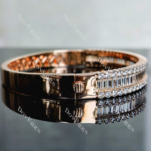 Doveggs baguette round eternity pave moissanite/lab grown diamond bangle for women
