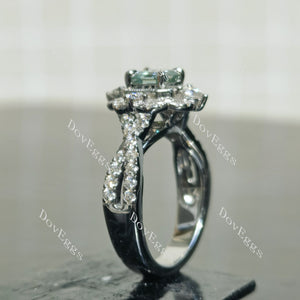 (size 5.5) Doveggs sterling silver 1ct asscher colored moissanite engagement ring