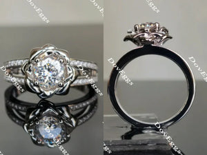 Doveggs flower shape split shank engagement ring only semi-mount only(Exclusively to DovEggs Stones)