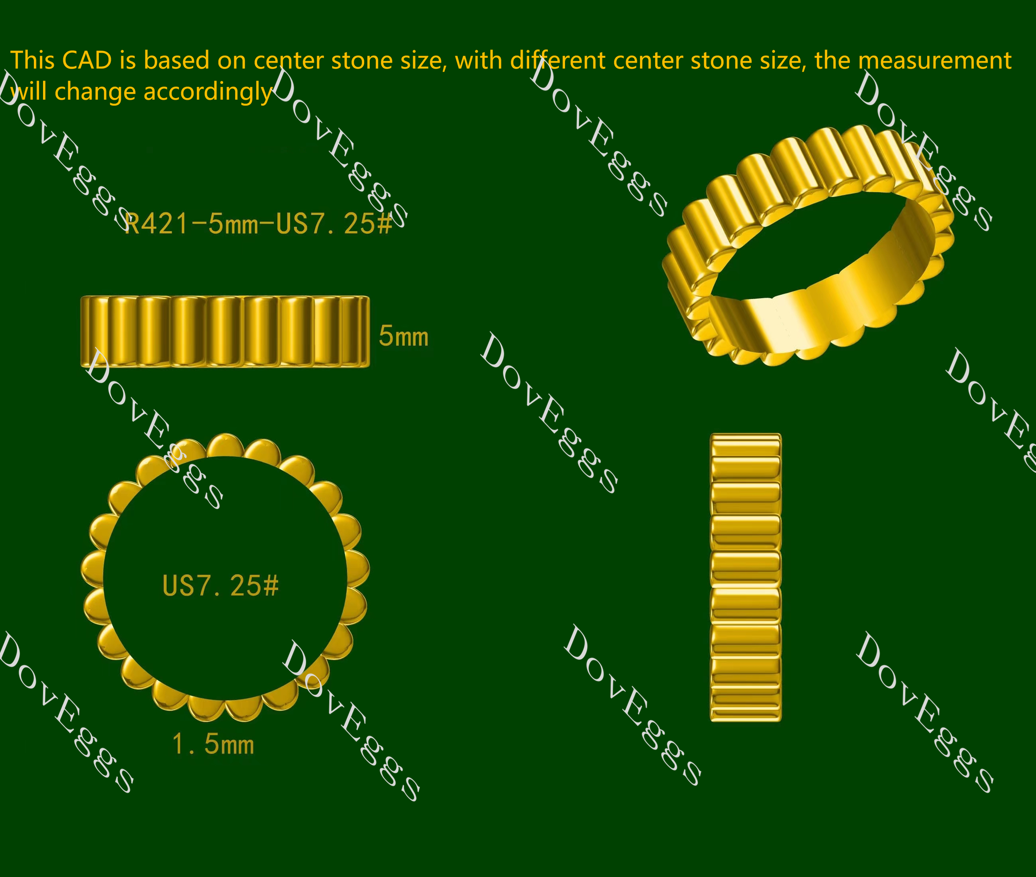 Doveggs grosgrain plain wide wedding band-5mm band width