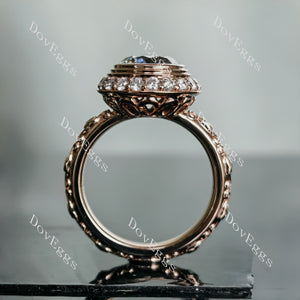 Doveggs round art deco vintage stardust grey moissanite engagement ring