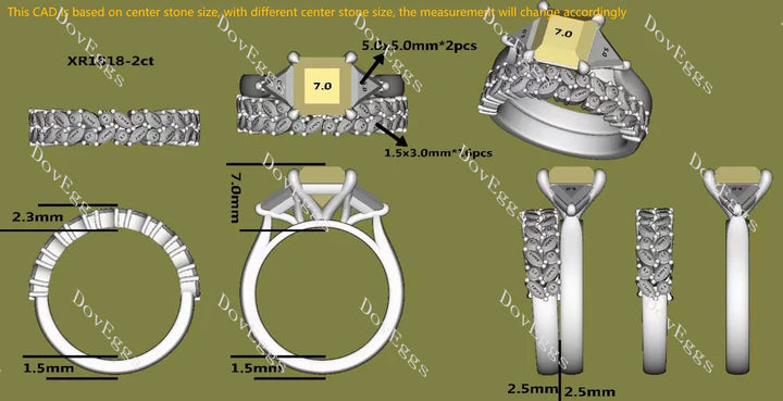 Doveggs pave three stones engagement ring only semi-mount only(Exclusively to DovEggs Stones)