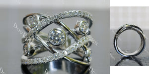 round pave cross moissanite wedding band-15mm band width