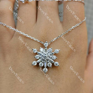 Doveggs round baguette snowflake moissanite/lad grown diamond pendant necklace(pendant only)