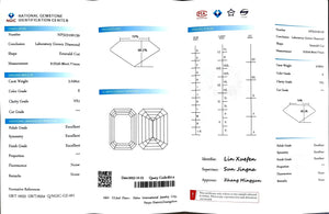 Doveggs 3.02ct Emerald E Color VS1 Clarity Excellent cut lab diamond stone(certified)