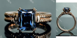 Doveggs criss cut solitaire twilight blue moissanite engagement ring