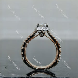 Doveggs Cushion Halo Split Shanks Lab Grown Diamond Engagement Ring