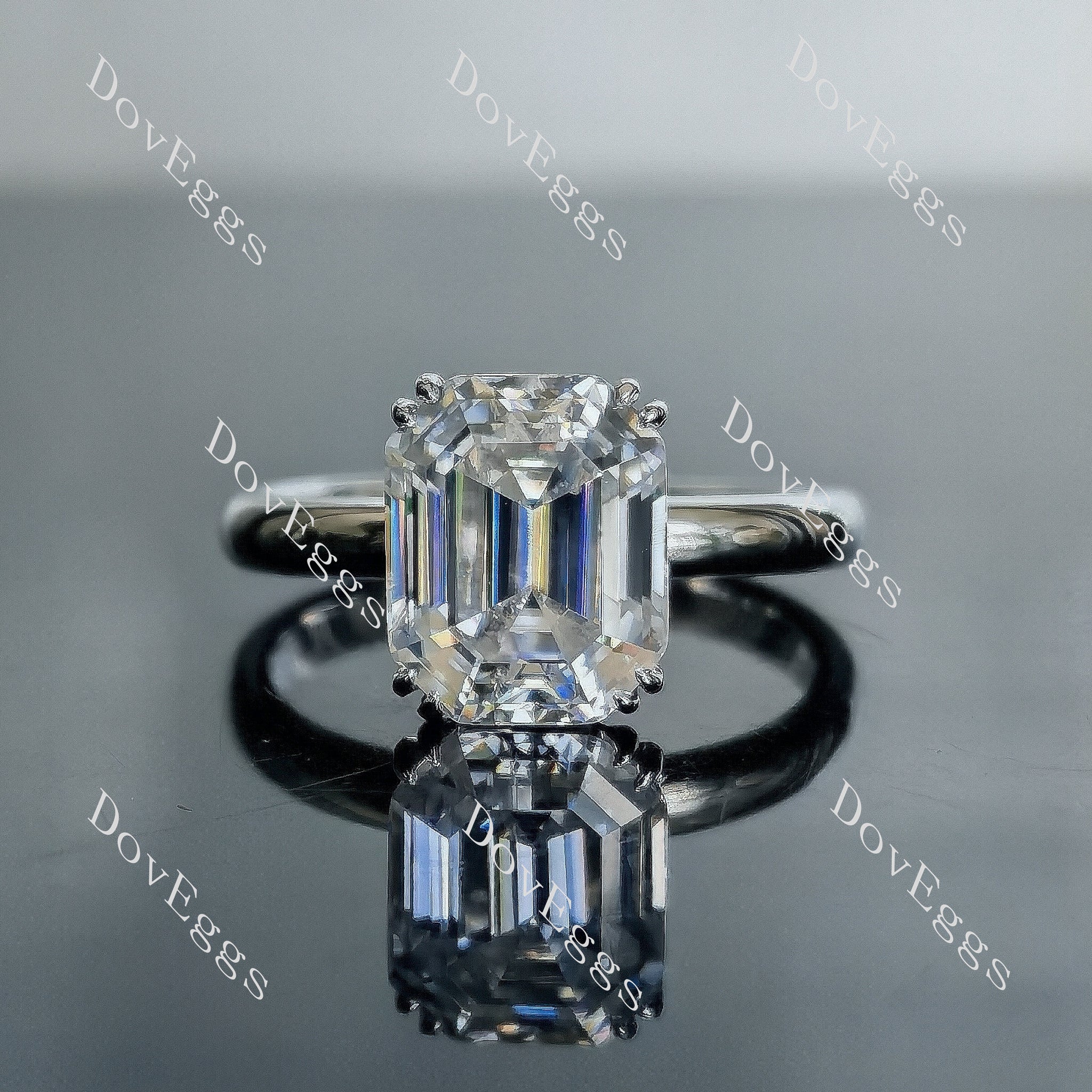 Doveggs elongated krupp cut moissanite engagement ring