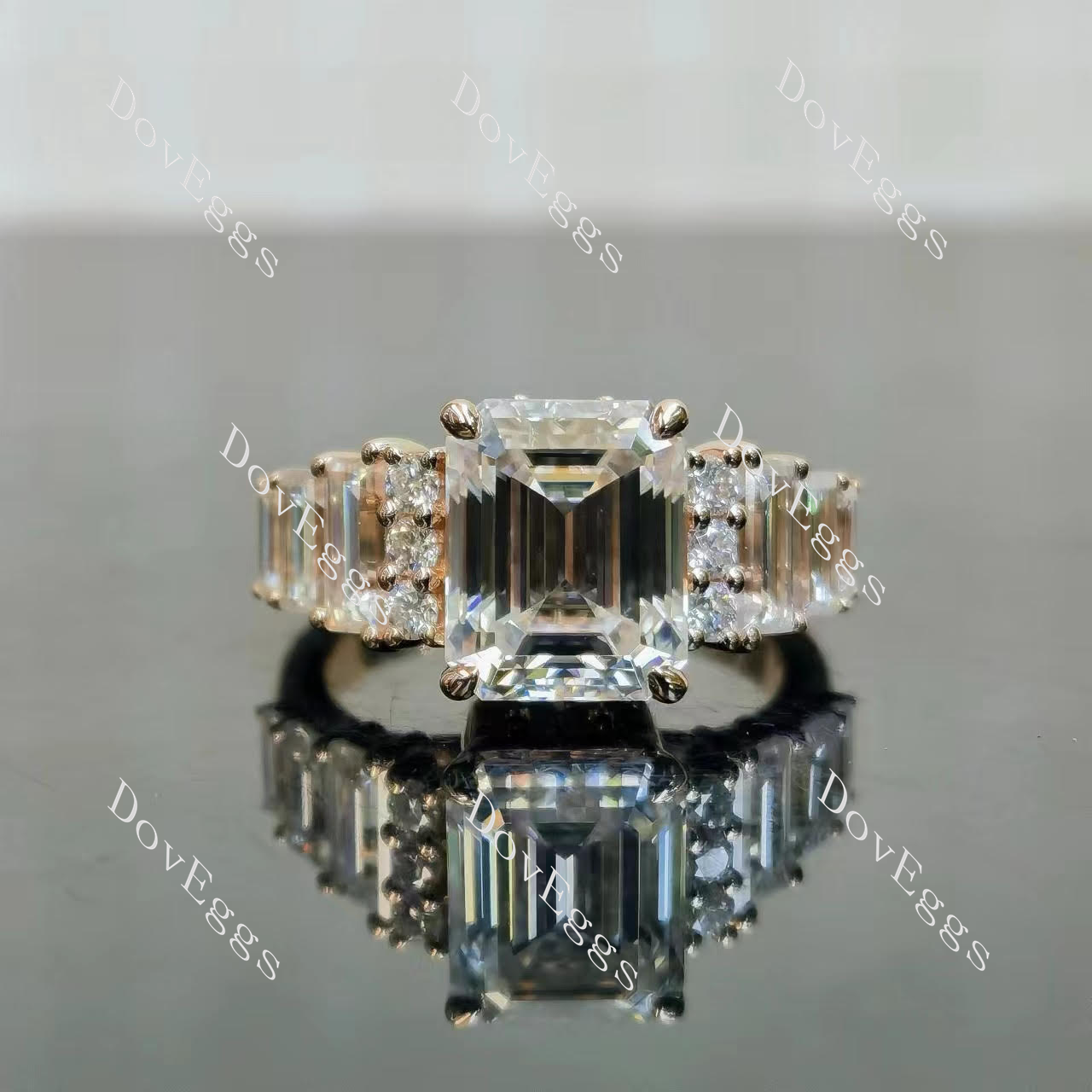 Beth's forever emeralds pave side stones moissanite engagement ring