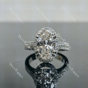 Doveggs Oval Pave Halo Half Eternity Lab Grown Diamond Bridal Set (2 rings)