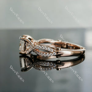 Doveggs princess half eternity pave split shank moissanite engagement ring