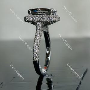 Doveggs criss cut cathedral pave halo stardust grey moissanite engagement ring