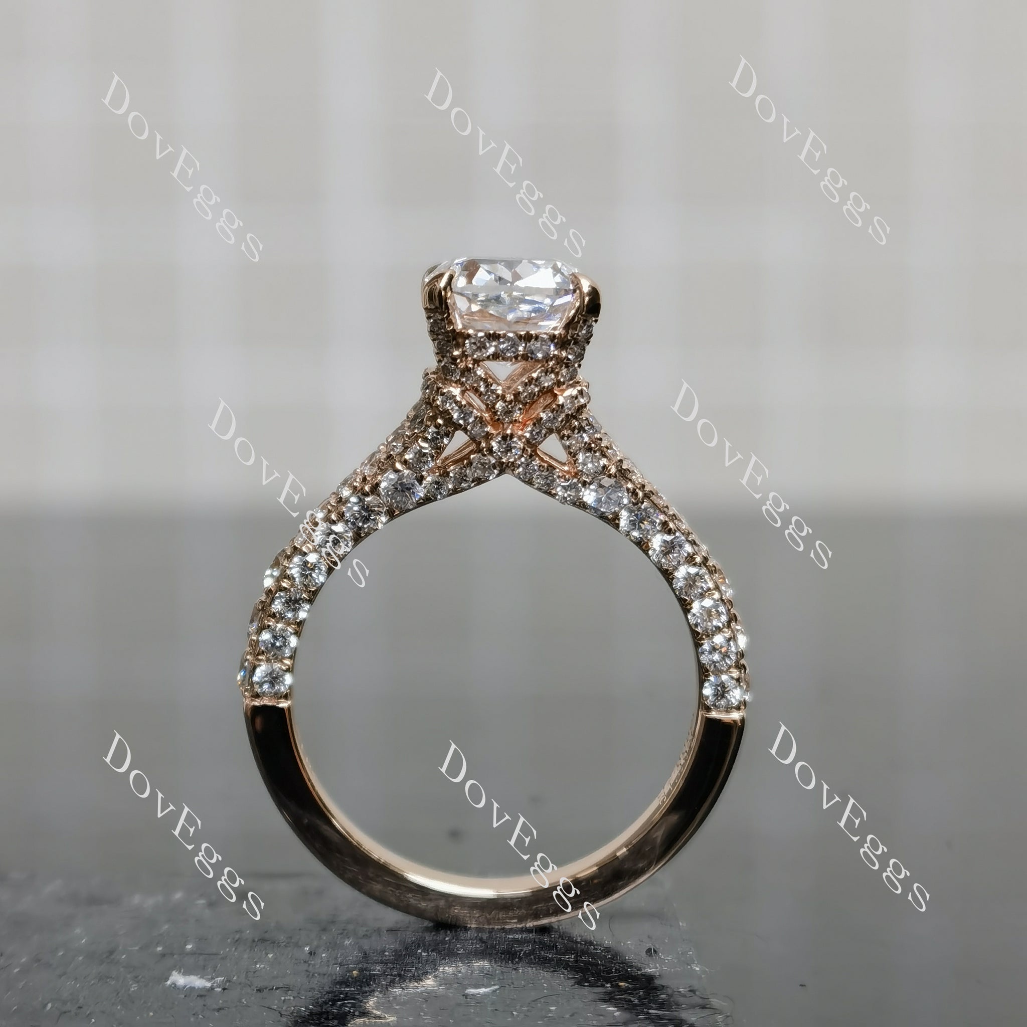 Emily's Hope Cushion Pave Split Shanks Half Eternity Lab Grown Diamond Engagement Ring
