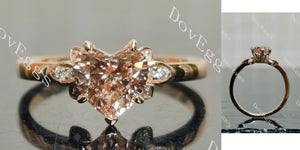 Heart Side Stones Fancy Pink Lab Grown Diamond Engagement Ring