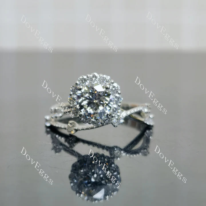 Doveggs floral halo engagement ring semi-mount only(Exclusively to DovEggs Stones)