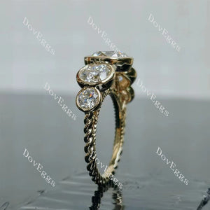 Tin's Mermaid Bubbles round bezel side stones moissanite engagement ring